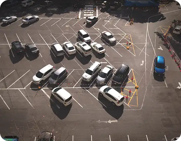 Parking lot with cars