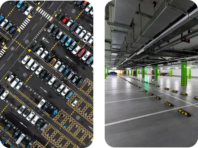 Parking lot with cars